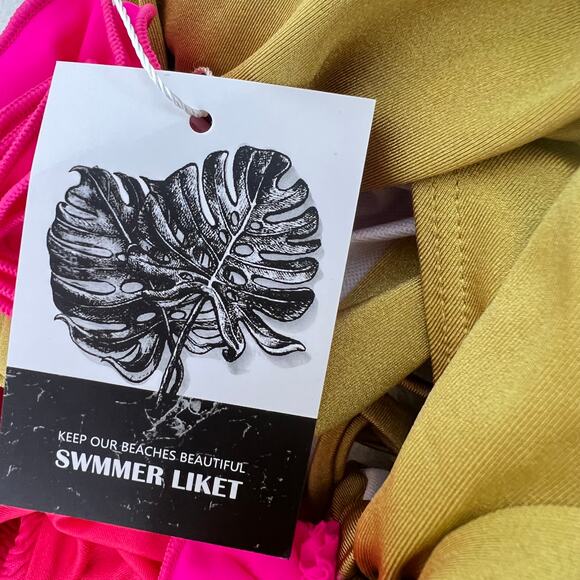 SWMMER LIKET NWT Olive Color Two Cut Out Halter Tie One Piece Swim Suit S Beach - Picture 6 of 7